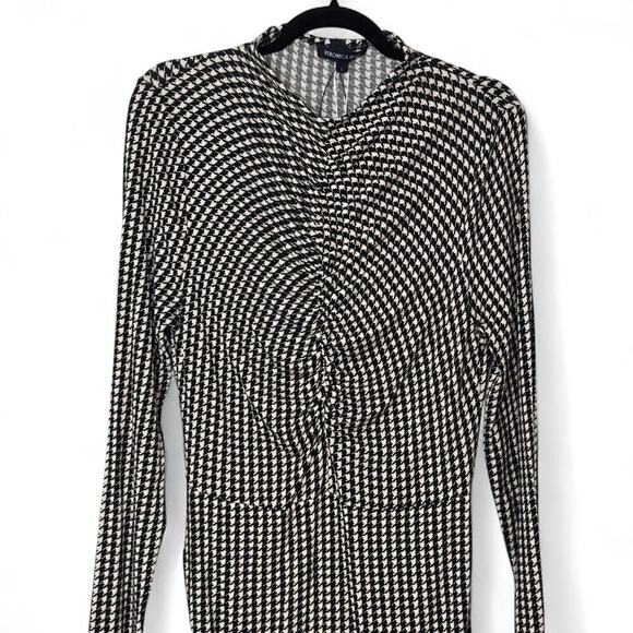 Veronica Beard Mizani Houndstooth Ruched Long Sleeve Dress (L) - Picture 5 of 15
